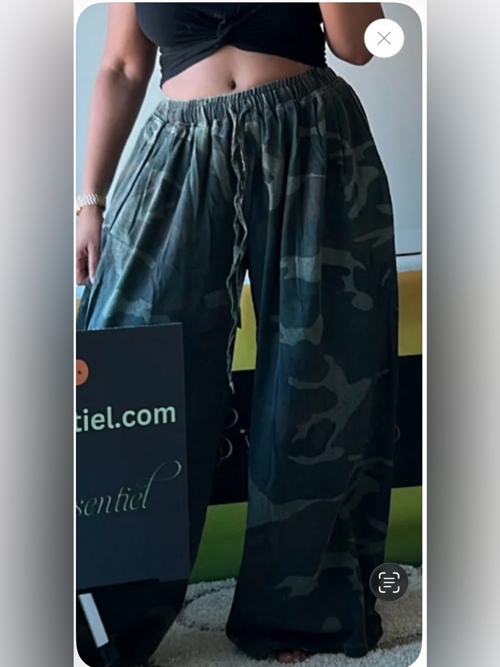 NWOT Women Camo Drawstring Denim Jeans - Green Camo